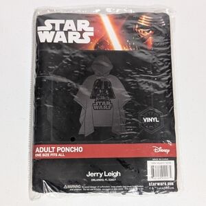 BNWT Disney Adult Star Wars Darth Vader Clear Rain Poncho, Clear